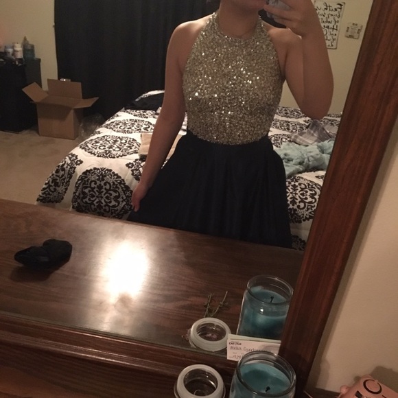 Navy & Silver Prom Dress - Picture 5 of 7